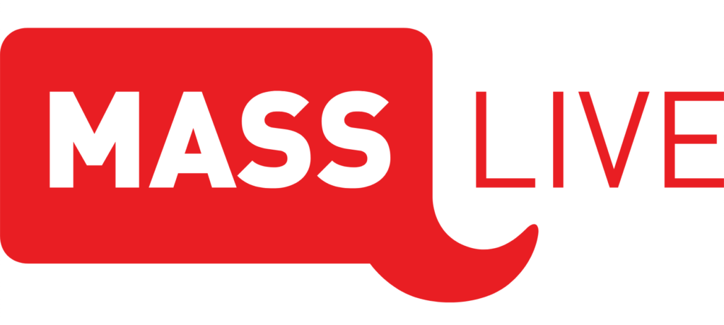 red and white logo for MASS LIVE