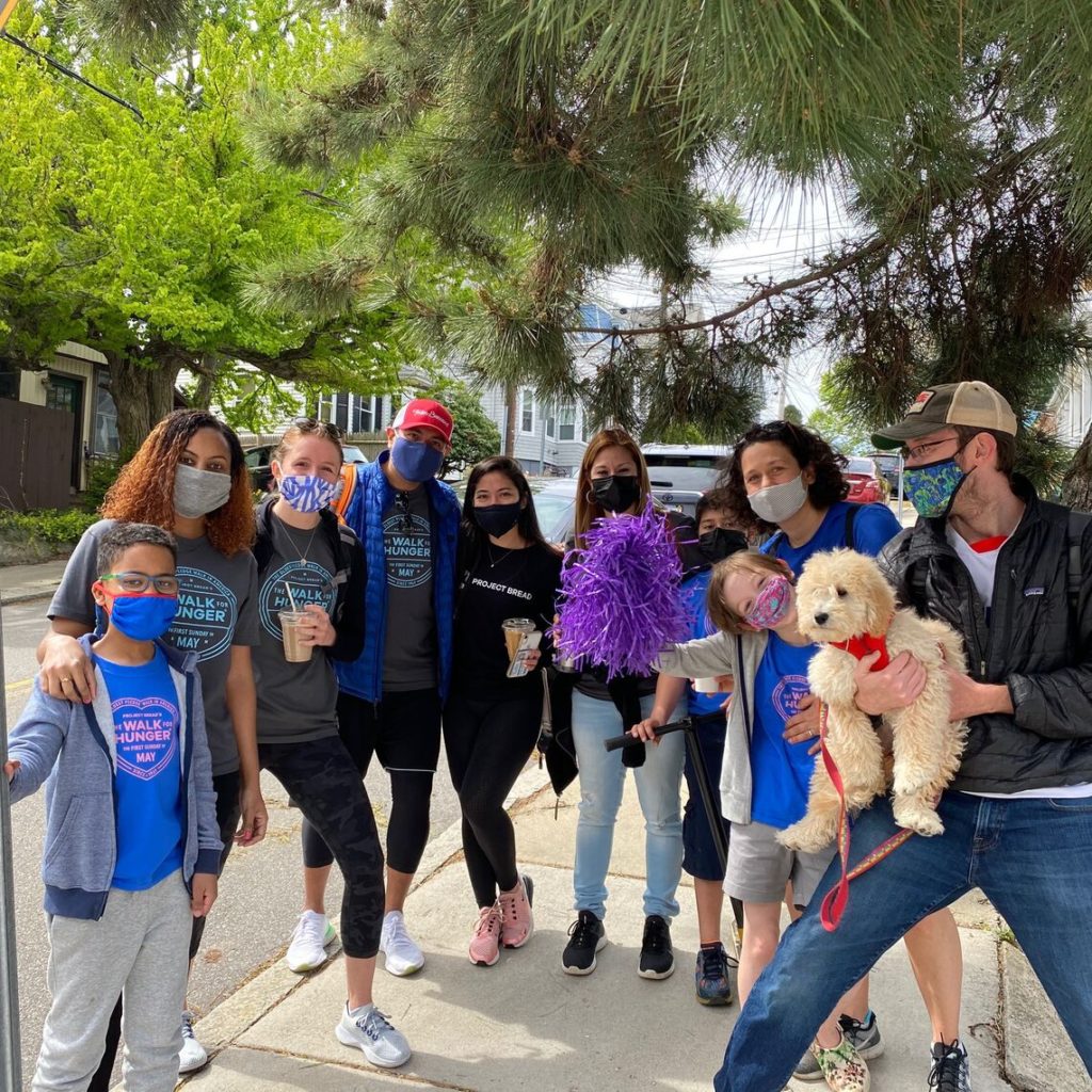 group of masked people outside